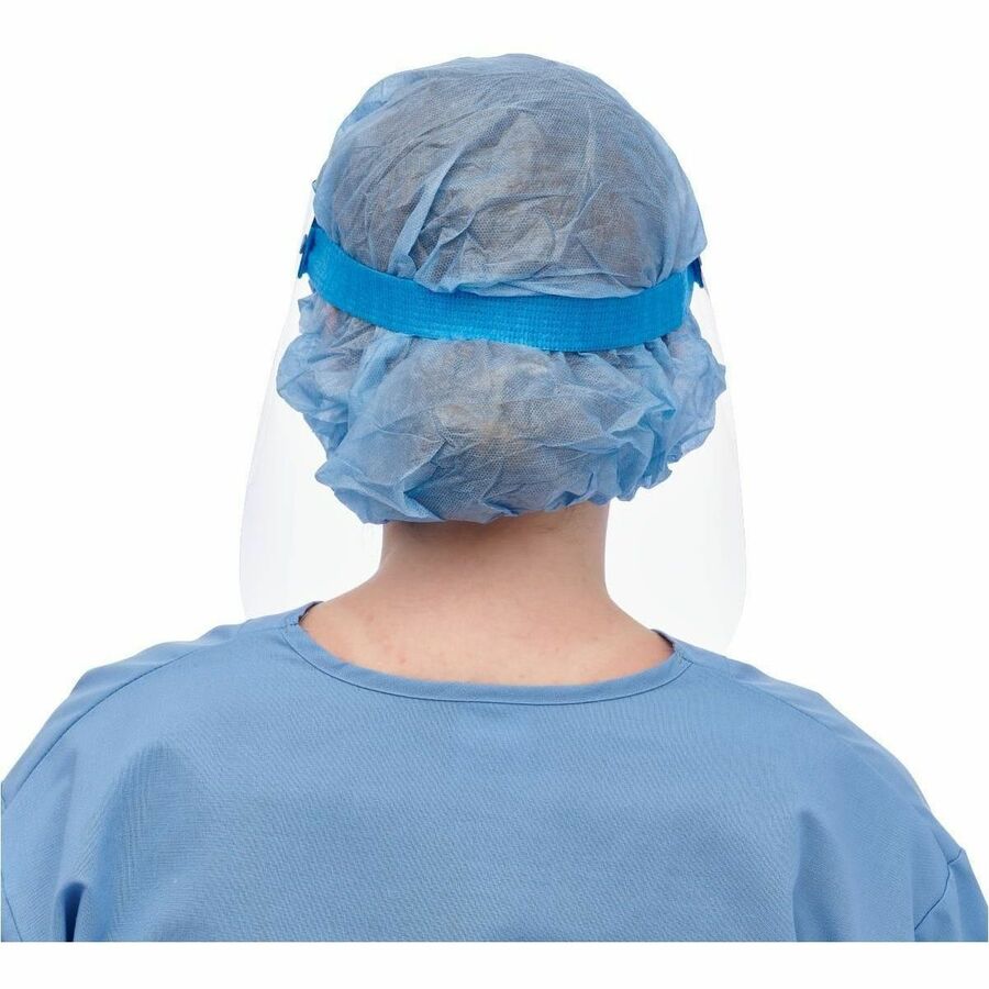 Medline Disposable Full-Length Face Shields - Recommended for: Face - Extra Large Size - Fog, Splash Protection - Foam, Elastic, Polyester - Clear - Disposable, Anti-fog, Splash Resistant, Lightweight, Latex-free - 40 / Carton