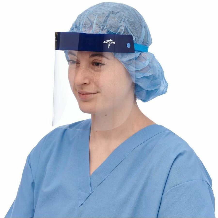 Medline Disposable Full-Length Face Shields - Fog, Splash Protection - Foam, Elastic - Disposable, Lightweight, Anti-fog, Latex-free - 24 / Box