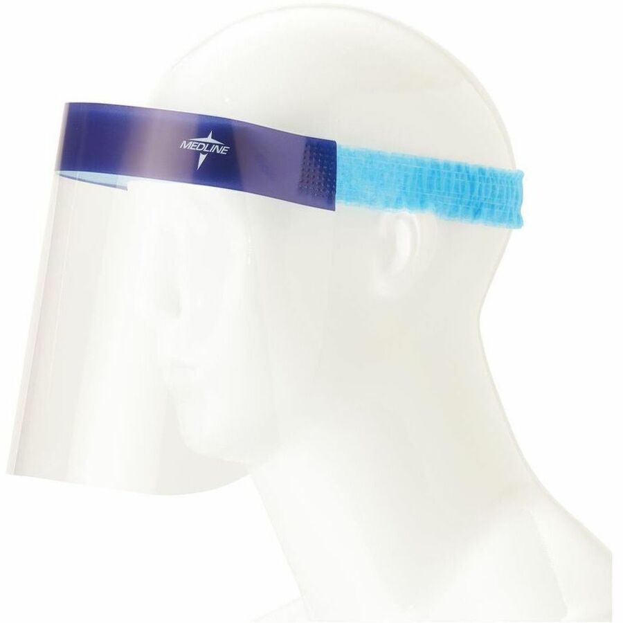Medline Disposable Full-Length Face Shields - Fog, Splash Protection - Foam, Elastic - Disposable, Lightweight, Anti-fog, Latex-free - 24 / Box