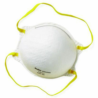 Medline Cone-Style N95 Surgical Respirator Masks - Recommended for: Surgical - Regular Size - Airborne Particle, Flying Particle Protection - Polyester, Metal - White - Fluid Resistant, Disposable, Latex-free - 12 / Carton