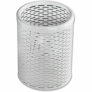 Urban Collection Punched Metal Pencil Cup, 3.5" Diameter x 4.5"h, White