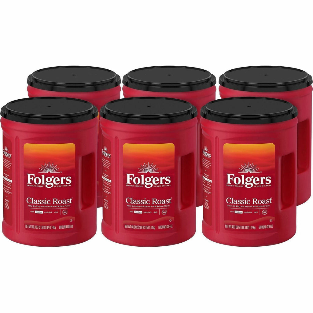 Folgers Ground Canister Classic Roast Coffee - Medium - 6 / Carton