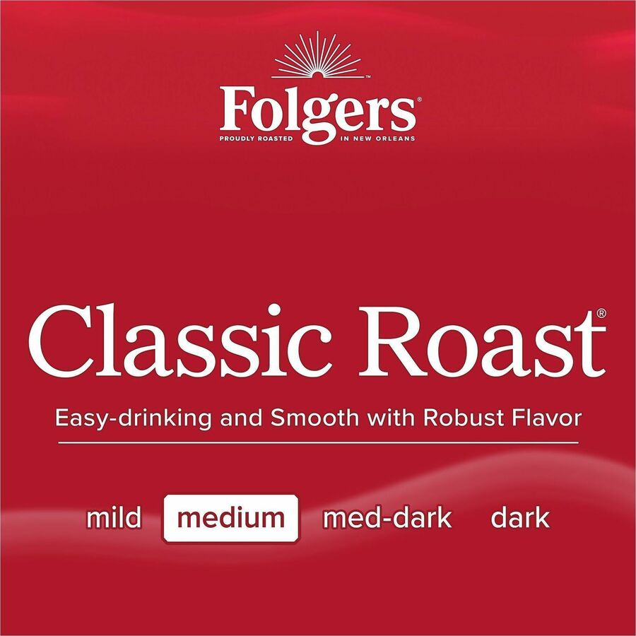 Folgers Ground Canister Classic Roast Coffee - Medium - 6 / Carton