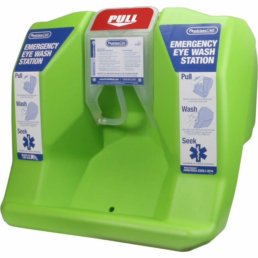 PhysiciansCare Eyewash Station - 16 gal - 0.25 Hour - Clear, Bright Green