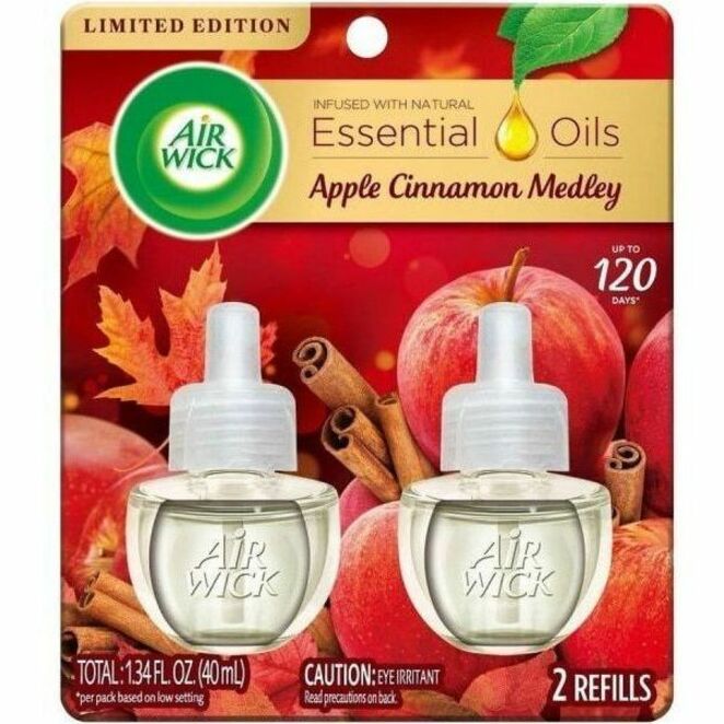 Air Wick Apple Scented Oil - Oil - 0.6 fl oz (0 quart) - Apple Cinnamon Medley - 60 Day - 6 / Carton - Long Lasting
