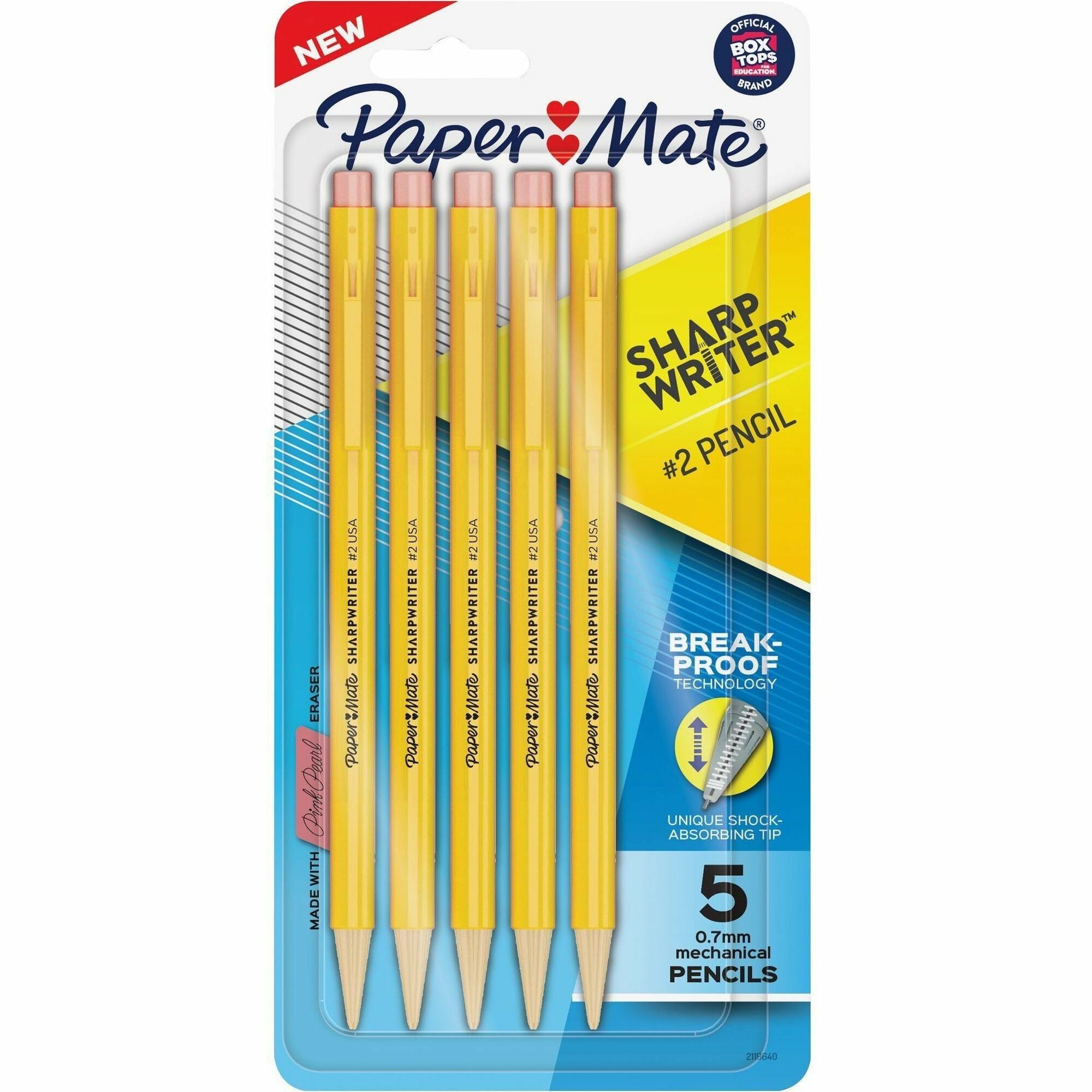 paper-mate-sharp-writer-mechanical-pencils-yellow-barrel-5-pack_pap2200939 - 1