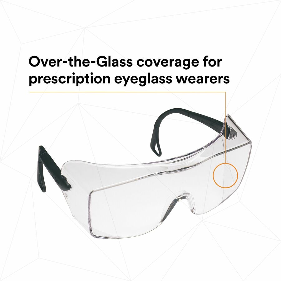 3M OX Protective Eyewear - Clear Lens - Recommended for: Workplace, Eye - Fog, UVA, UVB, UVC Protection - Polycarbonate - Black - Anti-fog, Anti-scratch, Comfortable, Adjustable Temple, Impact Resistant - 1 Each