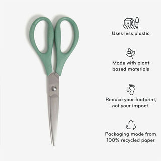 U-Eco Scissors, Concave Tip, 9.45" Long, 3" Cut Length, Assorted Straight Handle, 3/Pack