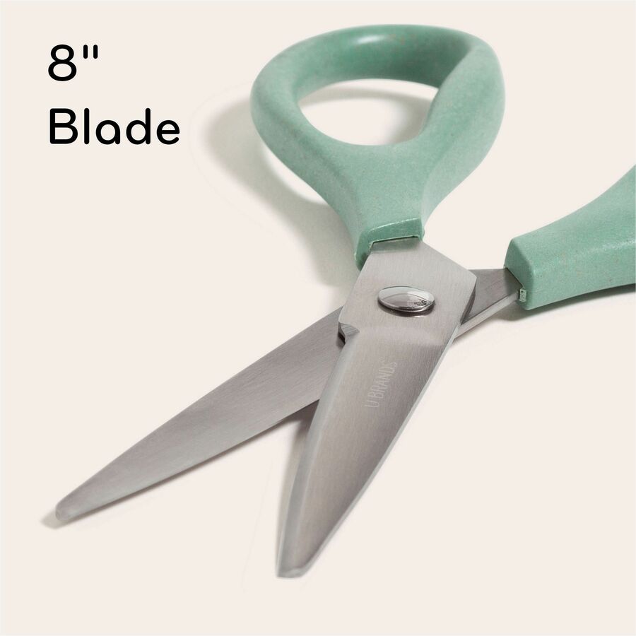 U-Eco Scissors, Concave Tip, 9.45" Long, 3" Cut Length, Assorted Straight Handle, 3/Pack