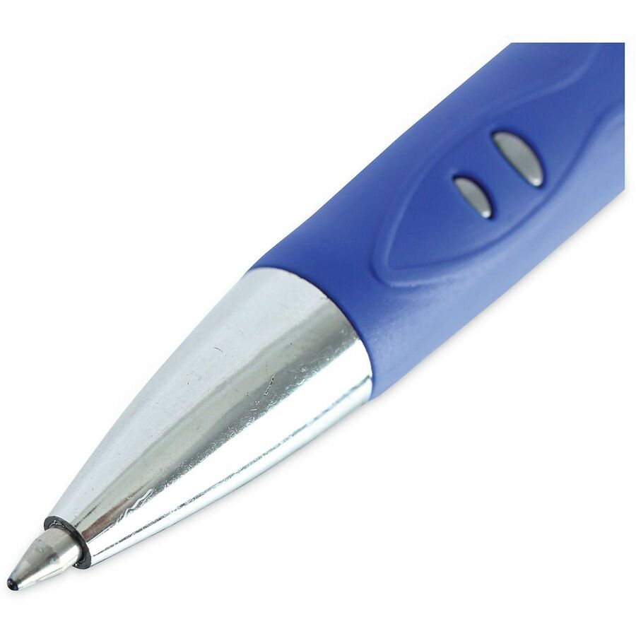 Comfort Grip Gel Pen, Retractable, Medium 0.7 mm, Blue Ink, Gray/Blue/Silver Barrel, Dozen