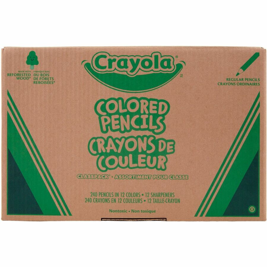 Color Pencil Classpack Set with (240) Pencils and (12) Pencil Sharpeners, Assorted Lead and Barrel Colors, 240/Pack