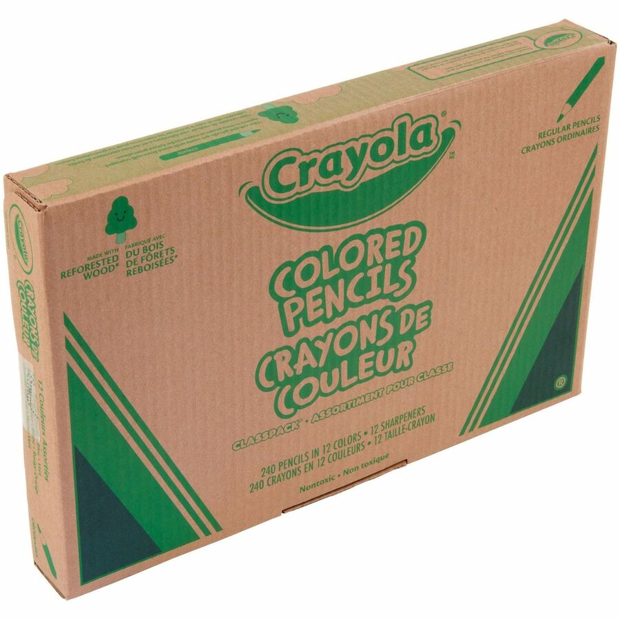 Color Pencil Classpack Set with (240) Pencils and (12) Pencil Sharpeners, Assorted Lead and Barrel Colors, 240/Pack