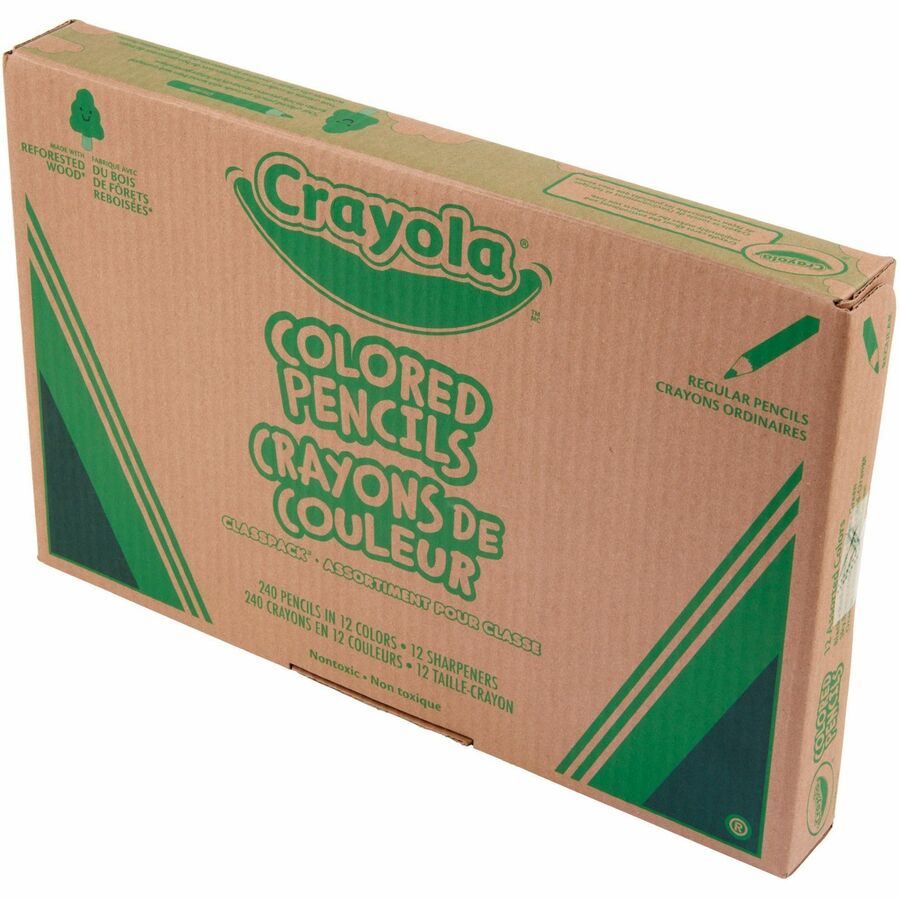 Color Pencil Classpack Set with (240) Pencils and (12) Pencil Sharpeners, Assorted Lead and Barrel Colors, 240/Pack