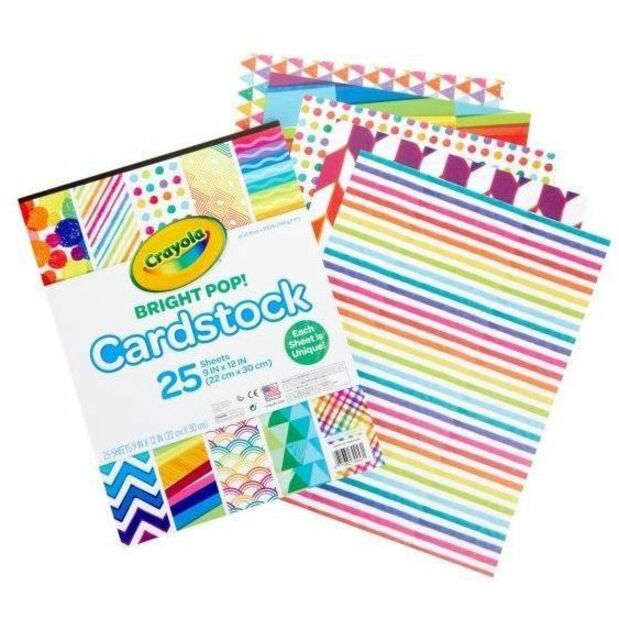 Crayola Pastel Cardstock - Greeting Card, Gift, Cardmaking, Decoration - Patterns - 25 / Pack - Assorted Pastel