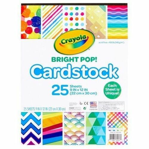 Crayola Pastel Cardstock - Greeting Card, Gift, Cardmaking, Decoration - Patterns - 25 / Pack - Assorted Pastel