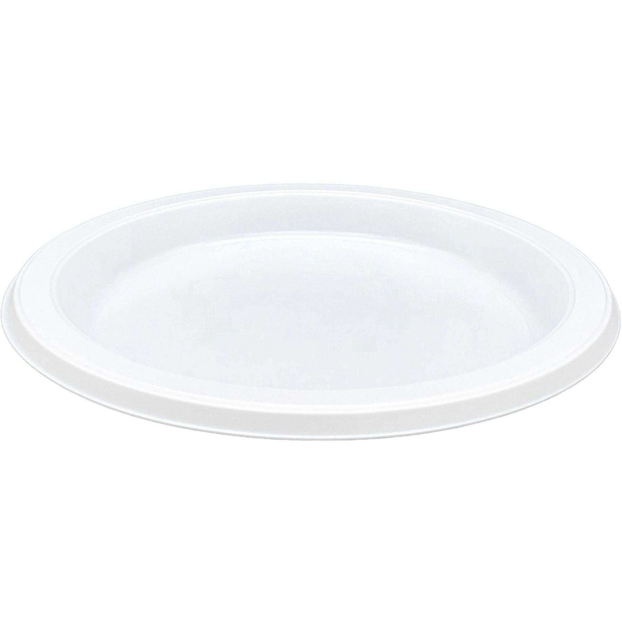 Genuine Joe Disposable Plastic Plate - Picnic, Party, Breakroom - Disposable - White - Plastic Body - Round - 8 / Carton