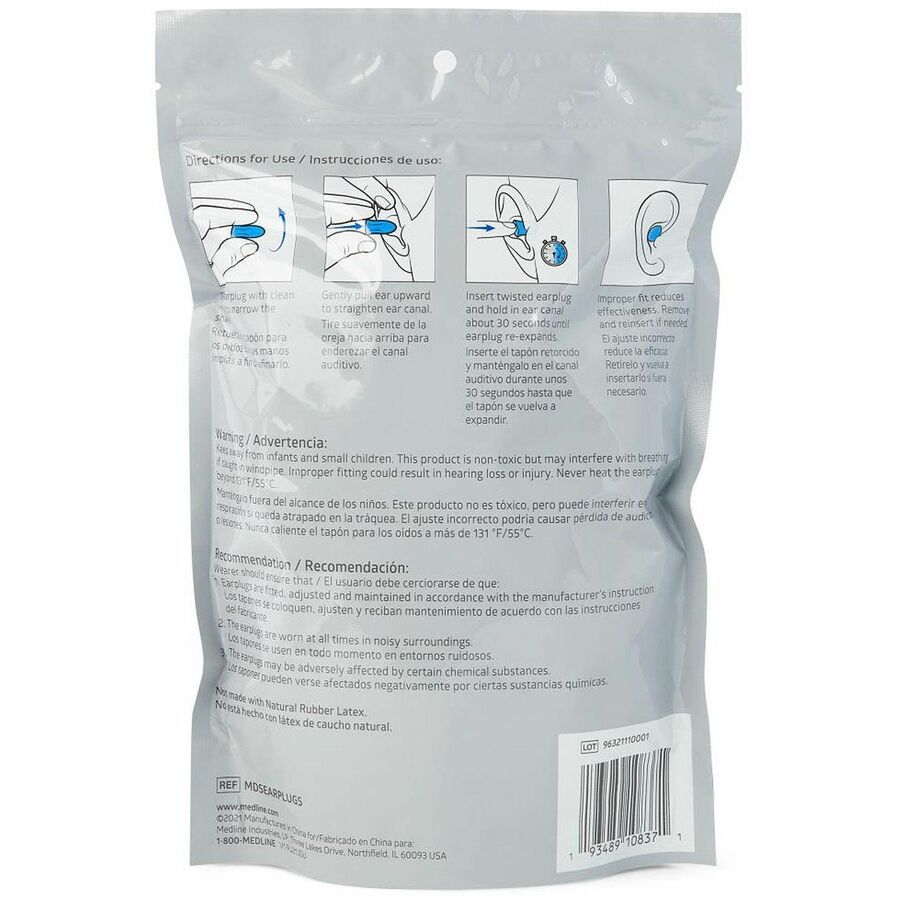 Medline High-fidelity Foam Earplugs - Recommended for: Ear - 35 - Noise Reduction Rating Protection - High-fidelity Foam - Orange - 30 / Carton