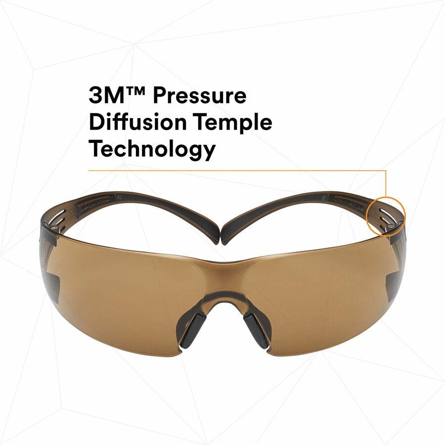 3M SecureFit Protective Eyewear - Recommended for: Eye, Indoor/Outdoor - Fog, UVA, UVB, UVC Protection - Polycarbonate - Black - Anti-fog, Comfortable, Soft, Nose Bridge, Impact Resistant, Adjustable Temple - 20 / Carton
