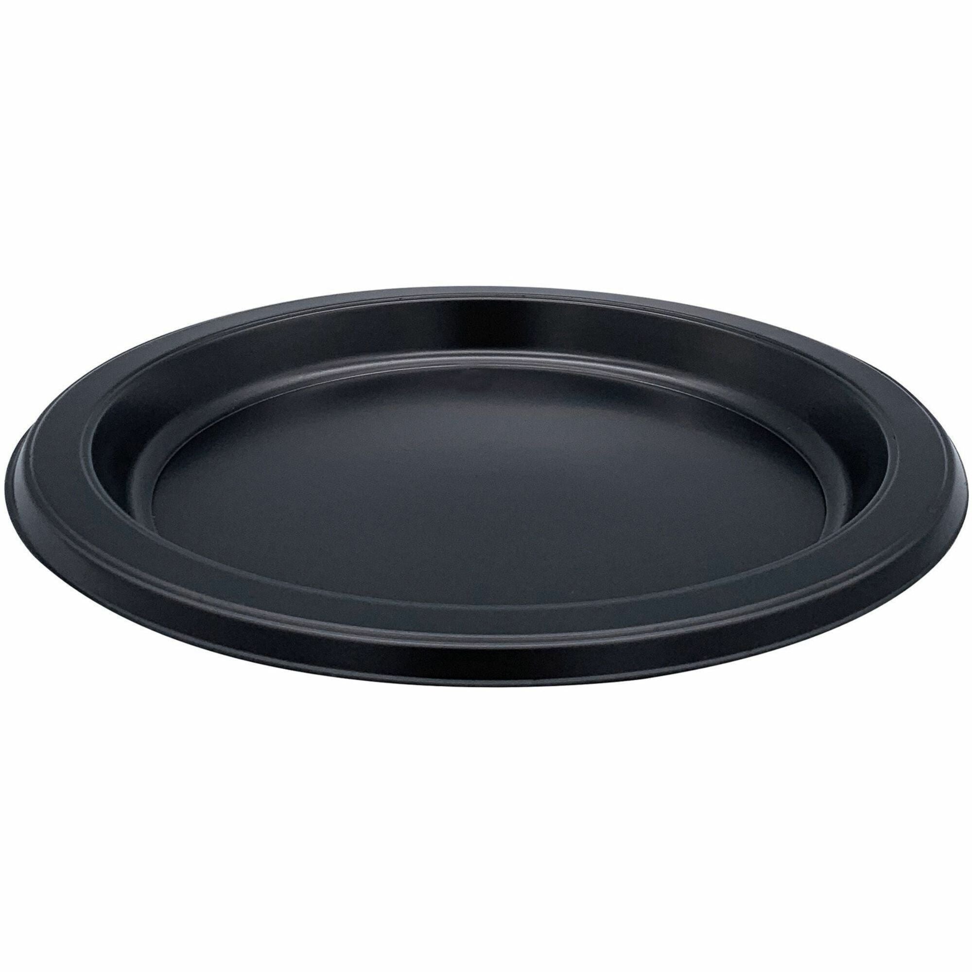 Genuine Joe Disposable Plastic Plate - Picnic, Party, Breakroom - Disposable - Black - Plastic Body - Round - 8 / Carton