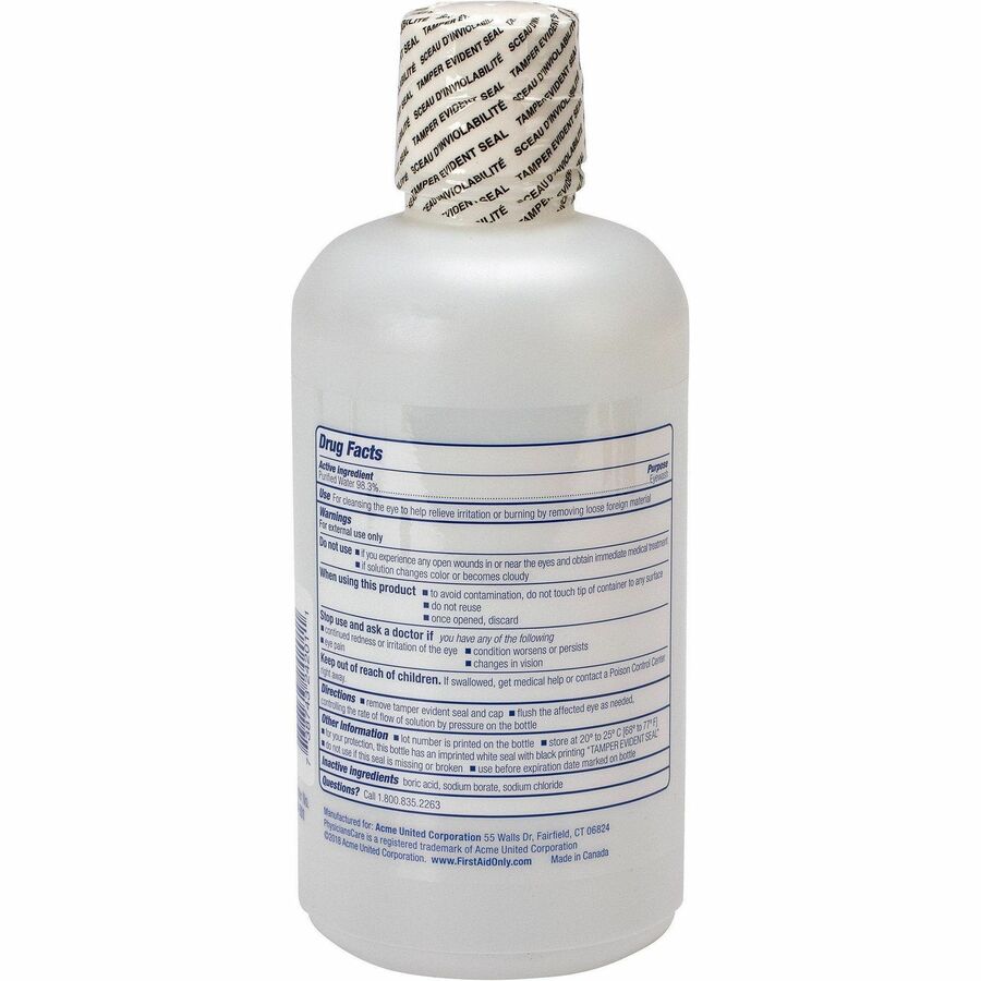 First Aid Only Sterile Ophthalmic Solution Eyewash - 1 quart - Sterile - For Eye irrigation, Eye Burning - 12 / Carton