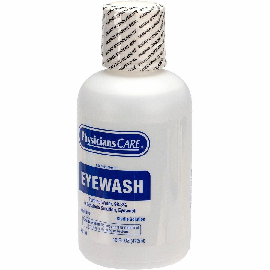 First Aid Only Sterile Ophthalmic Solution Eyewash - 16 fl oz - Sterile - For Eye irrigation, Eye Burning - 12 / Carton
