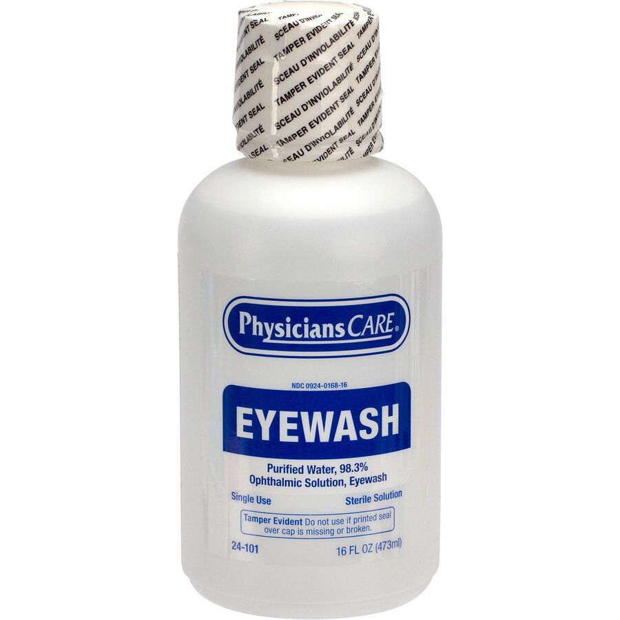 First Aid Only Sterile Ophthalmic Solution Eyewash - 16 fl oz - Sterile - For Eye irrigation, Eye Burning - 12 / Carton