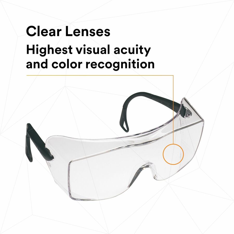3M OX Over-The-Glasses Protective Eyewear - Recommended for: Eye, Workplace - Fog, UVA, UVB, UVC Protection - Polycarbonate - Black - Anti-fog, Over-the-Glasses (OTG), Anti-scratch, Comfortable, Adjustable Temple, Impact Resistant - 20 / Carton