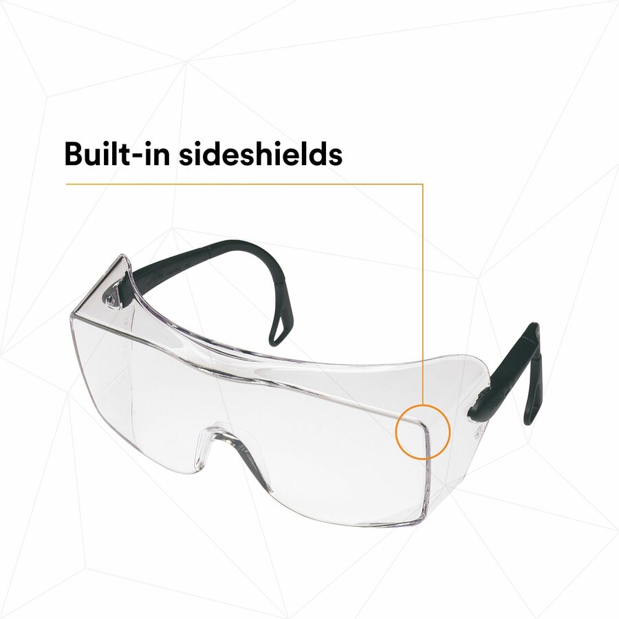 3M OX Over-The-Glasses Protective Eyewear - Recommended for: Eye, Workplace - Fog, UVA, UVB, UVC Protection - Polycarbonate - Black - Anti-fog, Over-the-Glasses (OTG), Anti-scratch, Comfortable, Adjustable Temple, Impact Resistant - 20 / Carton