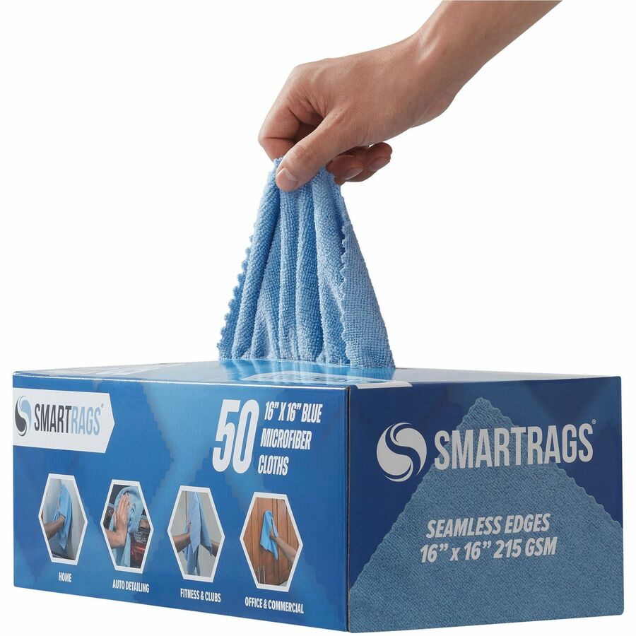 monarch-smart-rags-microfiber-cloths-for-automotive-office-healthcare-household-garage-breakroom-factory-hospital-industry-nursing-home-50-box-reusable-streak-free-lint-free-dirt-resistant-grime-resistant-blue_monm931b - 2
