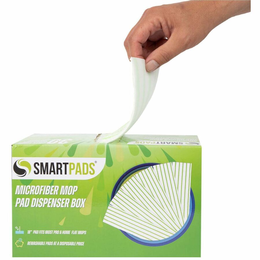 monarch-microfiber-wet-dry-mop-pad-refills-5-width-x-18-depth-woven-microfiber-white-green-30-box_monm901rmpgr - 2