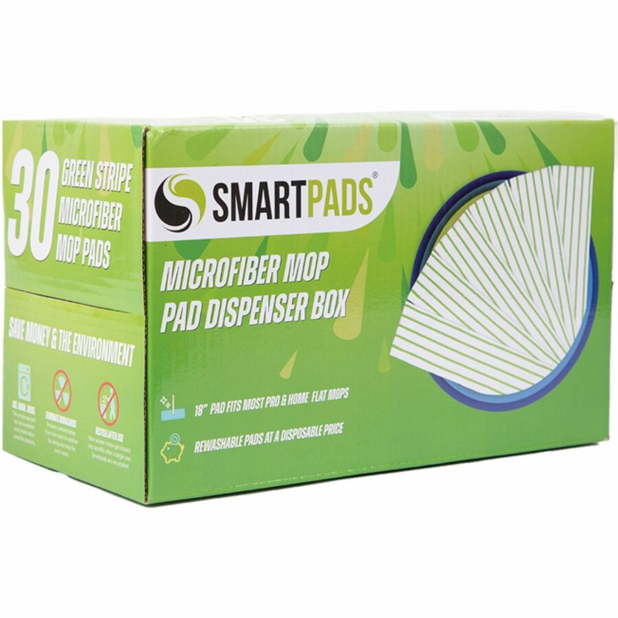 monarch-microfiber-wet-dry-mop-pad-refills-5-width-x-18-depth-woven-microfiber-white-green-30-box_monm901rmpgr - 4