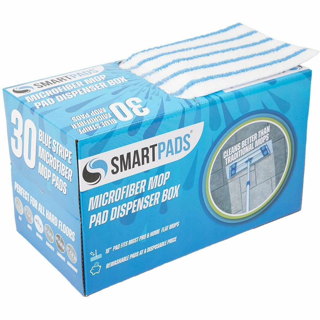 Monarch Microfiber Wet/Dry Mop Pad Refills - 5" Width x 18" Depth - Woven, MicroFiber - White/Blue - 30 / Box - 1