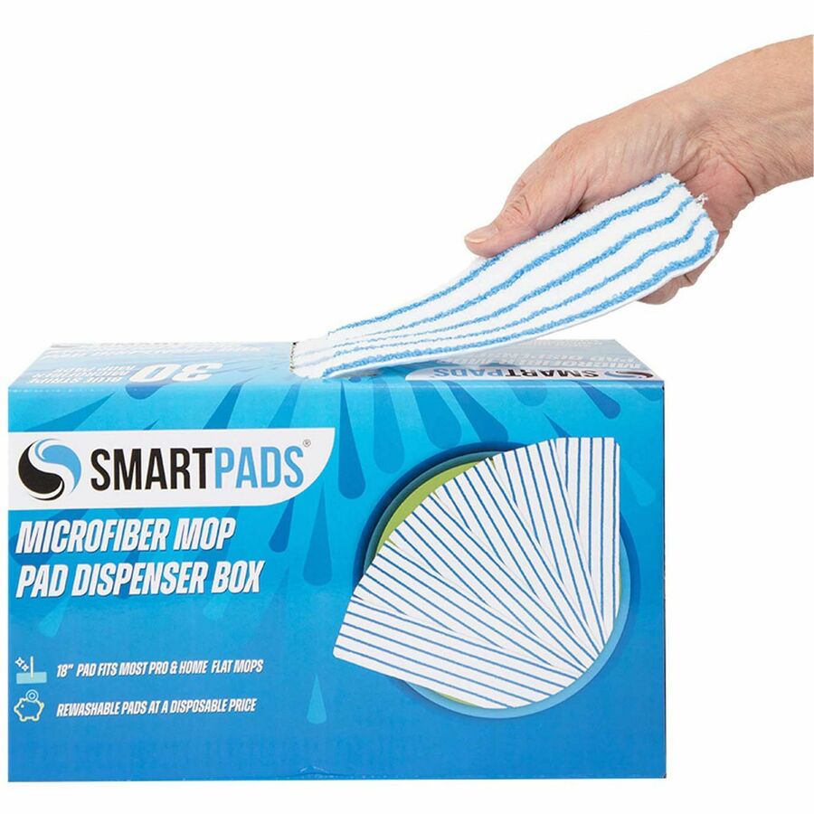 Monarch Microfiber Wet/Dry Mop Pad Refills - 5" Width x 18" Depth - Woven, MicroFiber - White/Blue - 30 / Box - 4