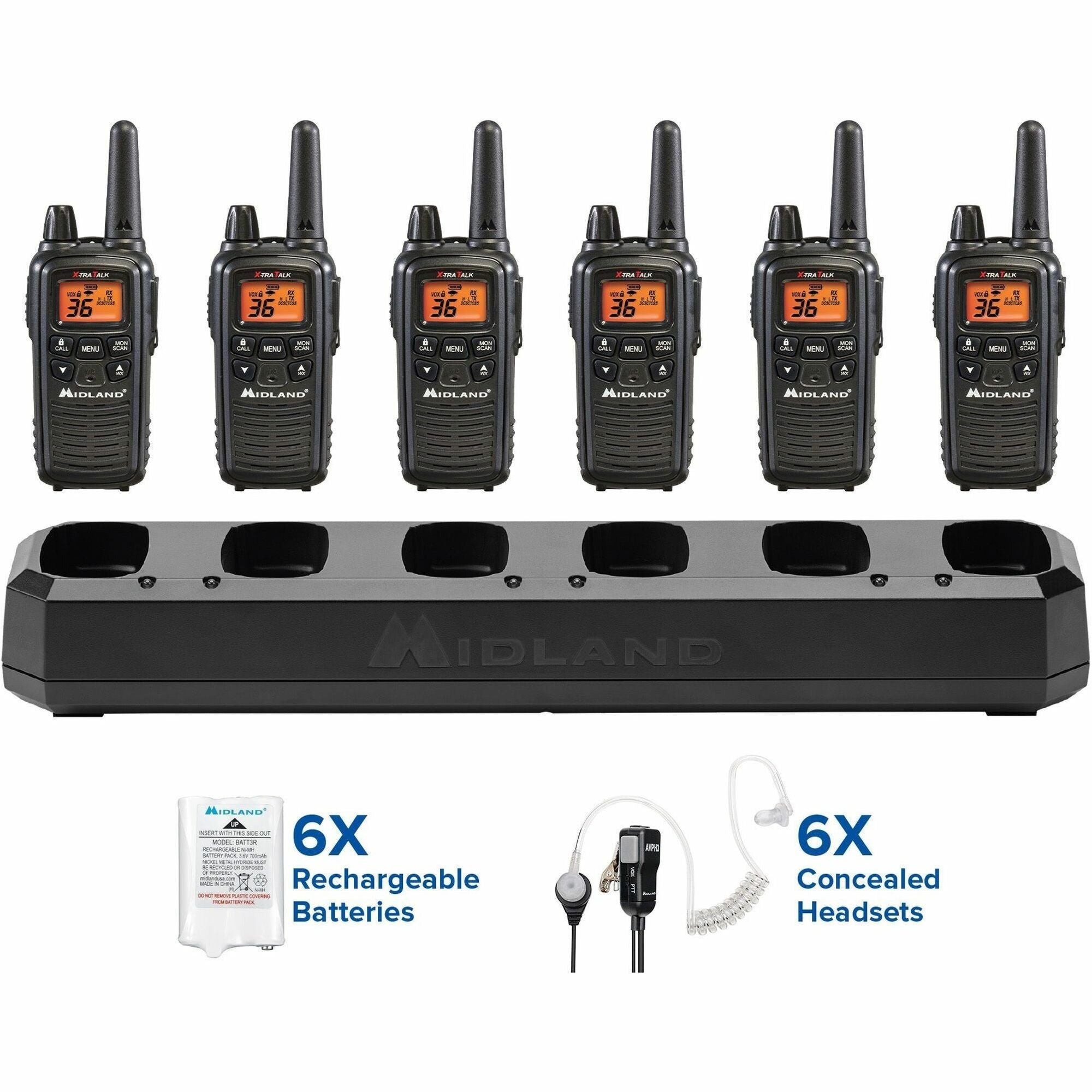 Midland Radio FRS Business Radio Bundle - 36 Radio Channels - Silent Operation - AAA - Nickel Metal Hydride (NiMH) - Black - 1 Each - 1