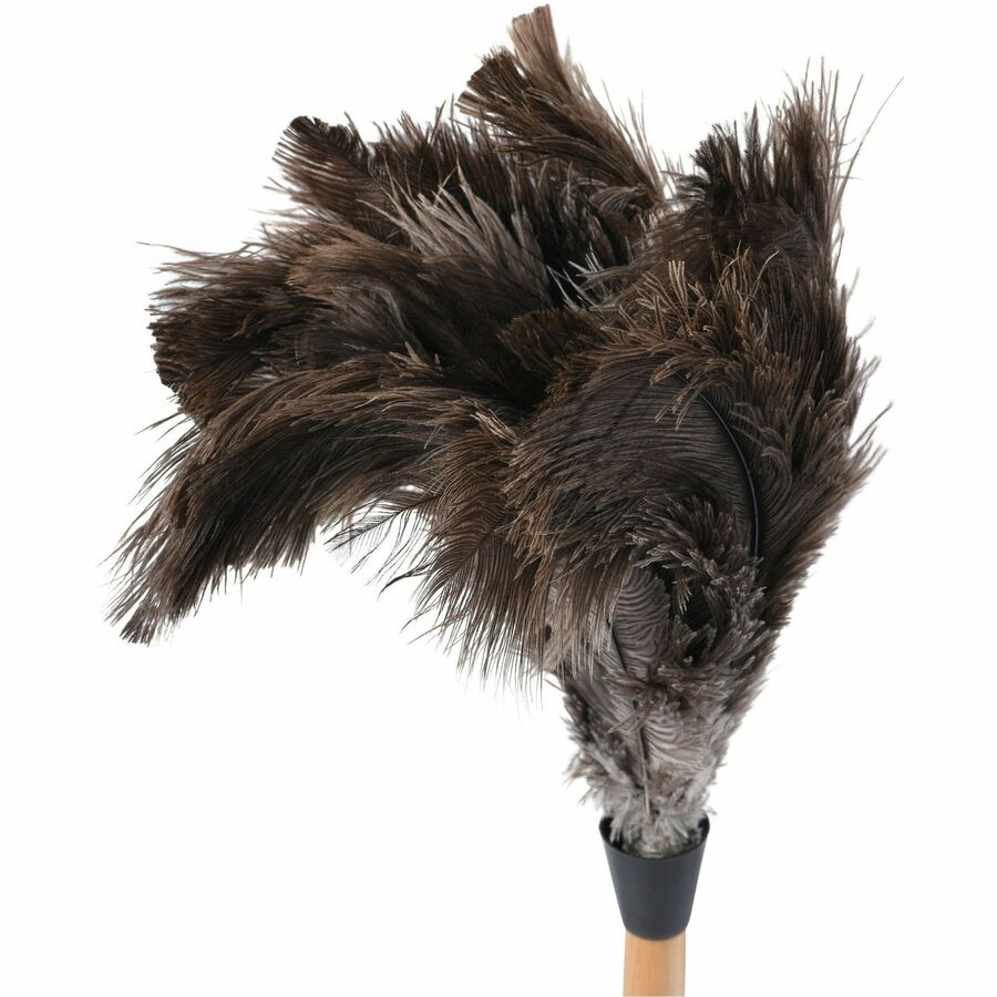 Tatco Feather Duster - 12" Handle Length - 23" Overall Length - Wood Handle - 1 Each - Brown