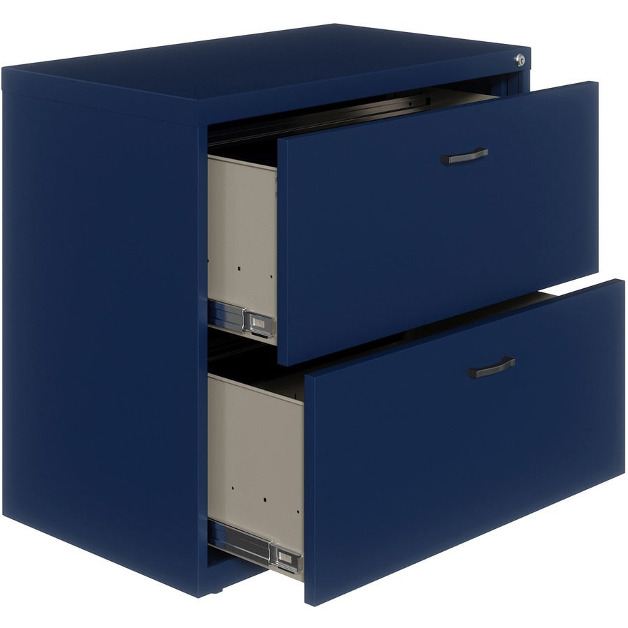 NuSparc 2-Drawer Lateral File - 30" x 17.6" x 27.7" - 2 x Drawer(s) for File - Letter - Lateral - Interlocking, Anti-tip, Ball Bearing Slide, Ball-bearing Suspension, Removable Lock, Leveling Glide, Adjustable Glide, Durable, Nonporous Surface - Blue