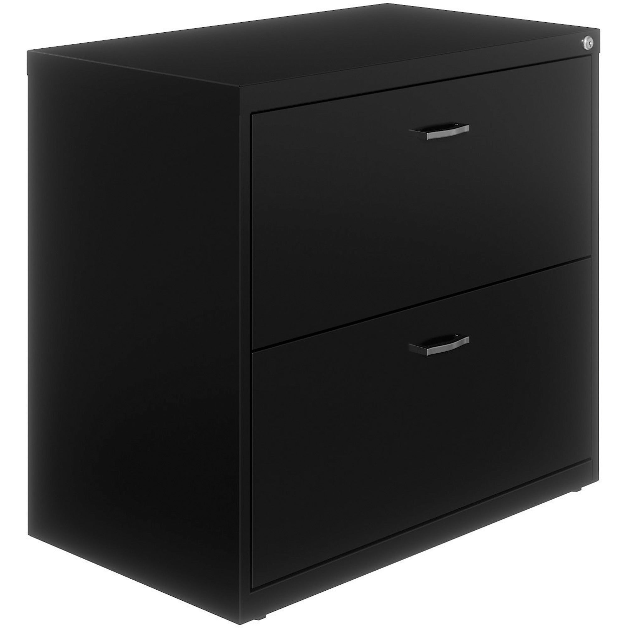 NuSparc 2-Drawer Lateral File - 30" x 17.6" x 27.7" - 2 x Drawer(s) for File - Letter - Lateral - Interlocking, Anti-tip, Ball Bearing Slide, Ball-bearing Suspension, Removable Lock, Leveling Glide, Adjustable Glide, Durable, Nonporous Surface - Blac