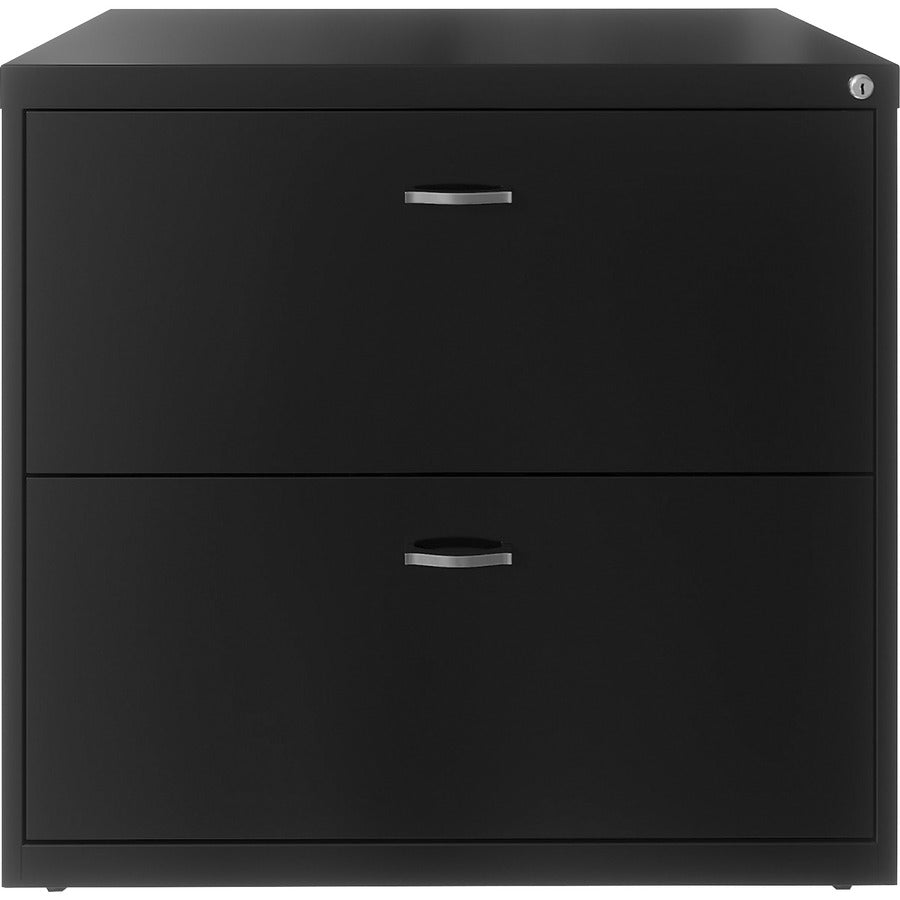 NuSparc 2-Drawer Lateral File - 30" x 17.6" x 27.7" - 2 x Drawer(s) for File - Letter - Lateral - Interlocking, Anti-tip, Ball Bearing Slide, Ball-bearing Suspension, Removable Lock, Leveling Glide, Adjustable Glide, Durable, Nonporous Surface - Blac