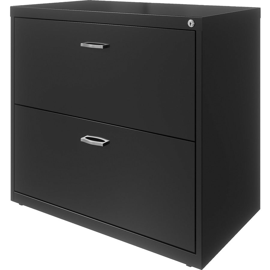 NuSparc 2-Drawer Lateral File - 30" x 17.6" x 27.7" - 2 x Drawer(s) for File - Letter - Lateral - Interlocking, Anti-tip, Ball Bearing Slide, Ball-bearing Suspension, Removable Lock, Leveling Glide, Adjustable Glide, Durable, Nonporous Surface - Blac