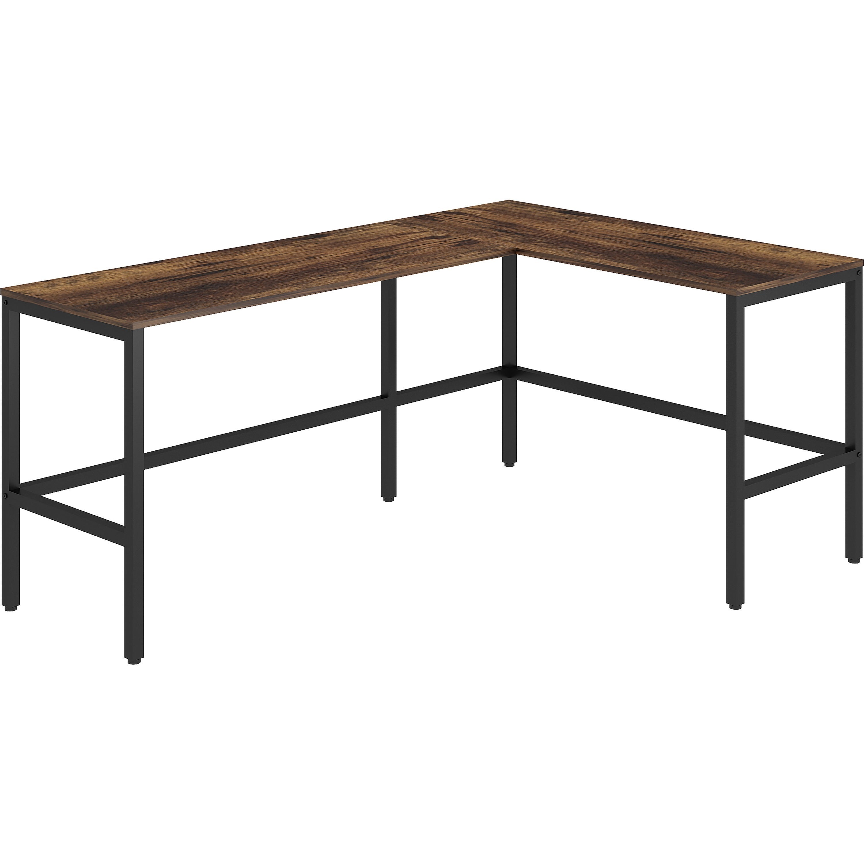 NuSparc L-Shaped Metal Frame Desk - For - Table TopVintage Oak L-shaped, Black Top - Contemporary Style - 200 lb Capacity x 67" Table Top Width x 47.20" Table Top Depth x 1" Table Top Thickness - 29.20" Height - Assembly Required - High Pressure Lami - 1