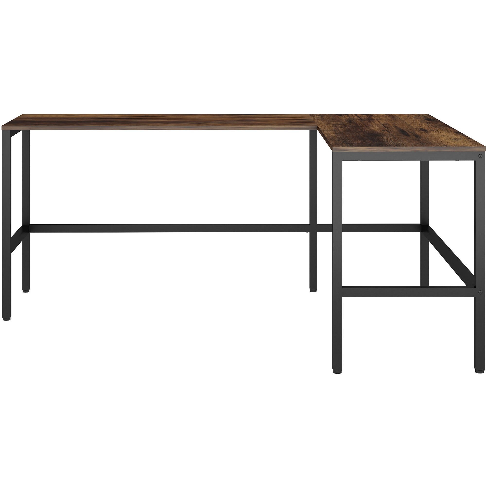 NuSparc L-Shaped Metal Frame Desk - For - Table TopVintage Oak L-shaped, Black Top - Contemporary Style - 200 lb Capacity x 67" Table Top Width x 47.20" Table Top Depth x 1" Table Top Thickness - 29.20" Height - Assembly Required - High Pressure Lami - 2