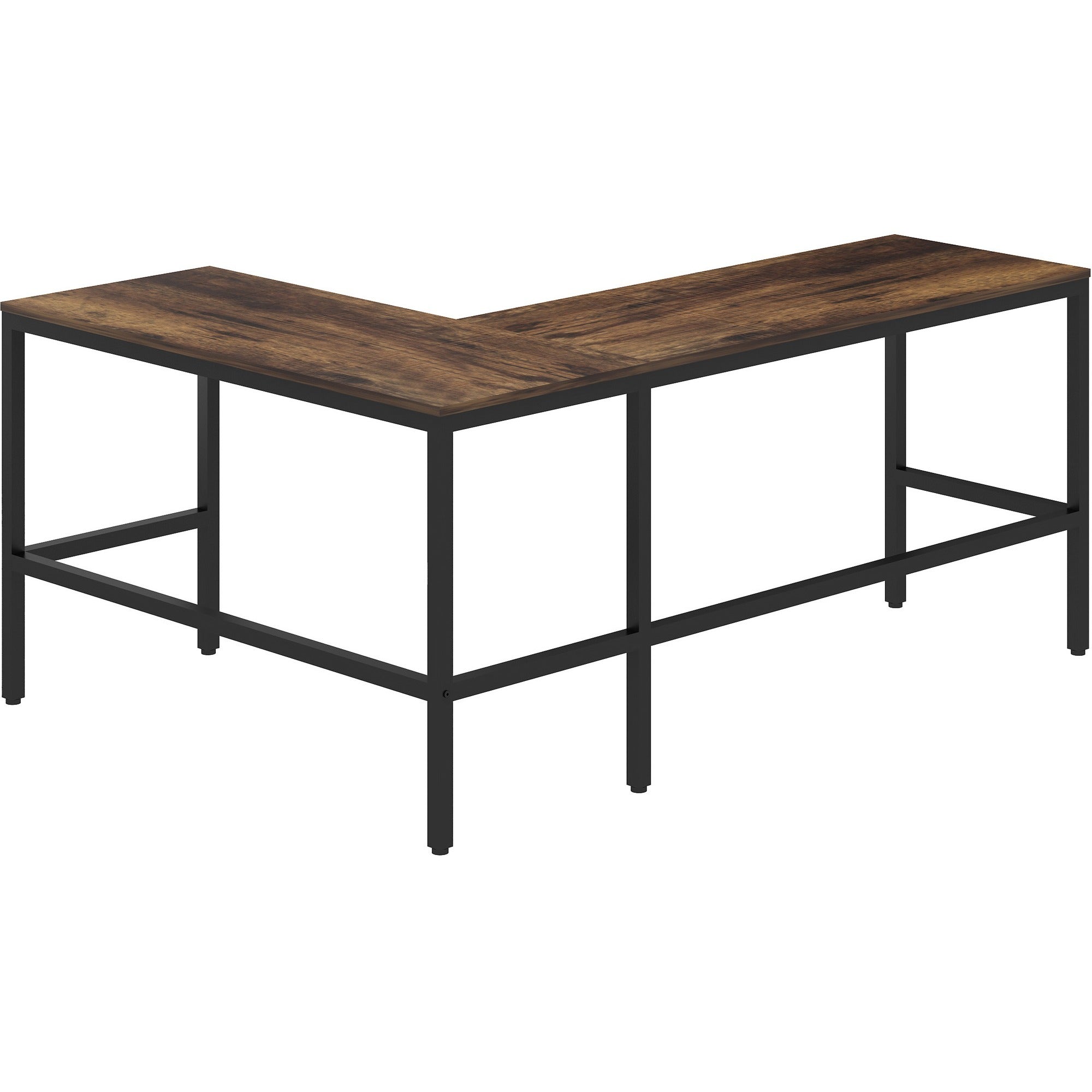 NuSparc L-Shaped Metal Frame Desk - For - Table TopVintage Oak L-shaped, Black Top - Contemporary Style - 200 lb Capacity x 67" Table Top Width x 47.20" Table Top Depth x 1" Table Top Thickness - 29.20" Height - Assembly Required - High Pressure Lami - 3