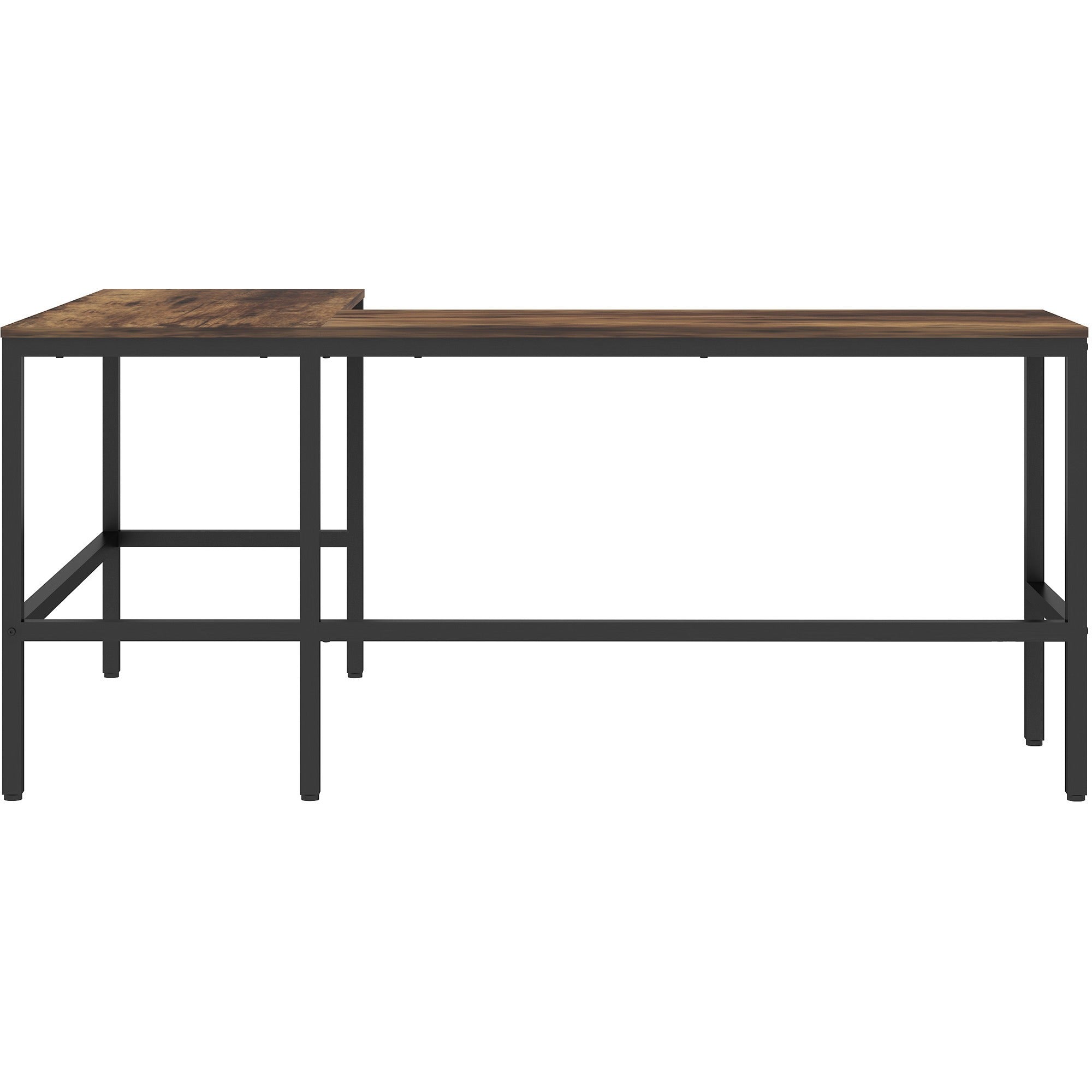 NuSparc L-Shaped Metal Frame Desk - For - Table TopVintage Oak L-shaped, Black Top - Contemporary Style - 200 lb Capacity x 67" Table Top Width x 47.20" Table Top Depth x 1" Table Top Thickness - 29.20" Height - Assembly Required - High Pressure Lami - 4