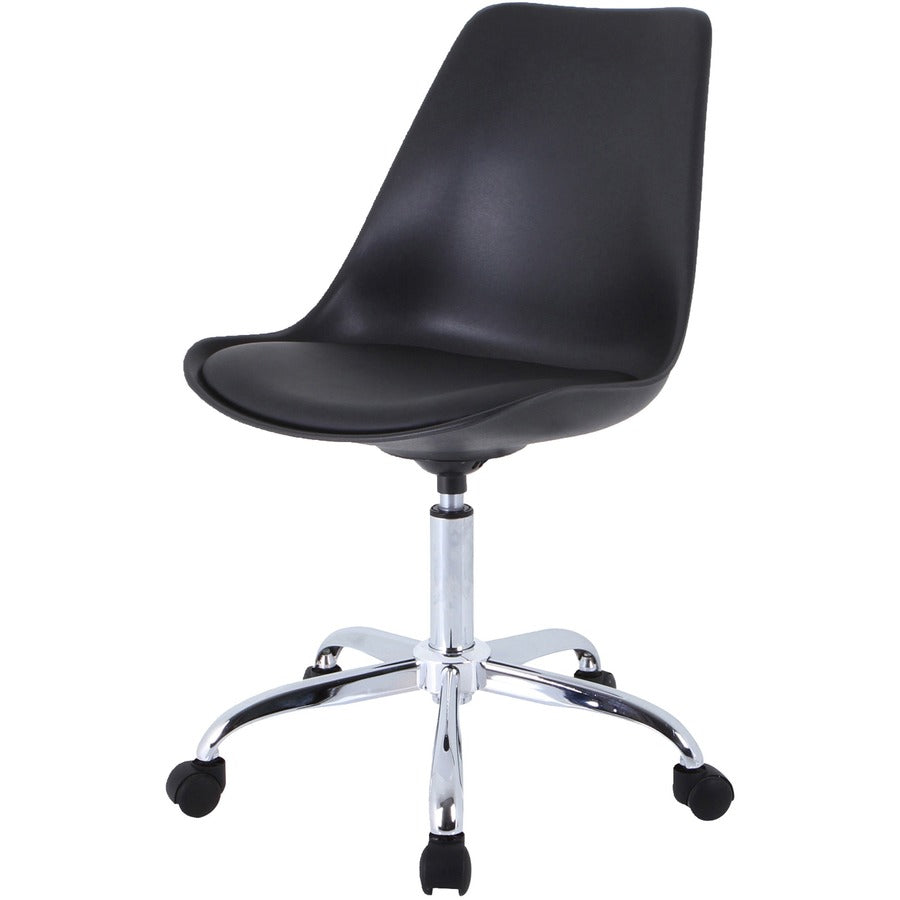 NuSparc Padded Seat Poly Task Chair - Poly Seat - High Back - 5-star Base - Black - Polyvinyl Chloride (PVC), Plastic, Polyurethane - 1 Each