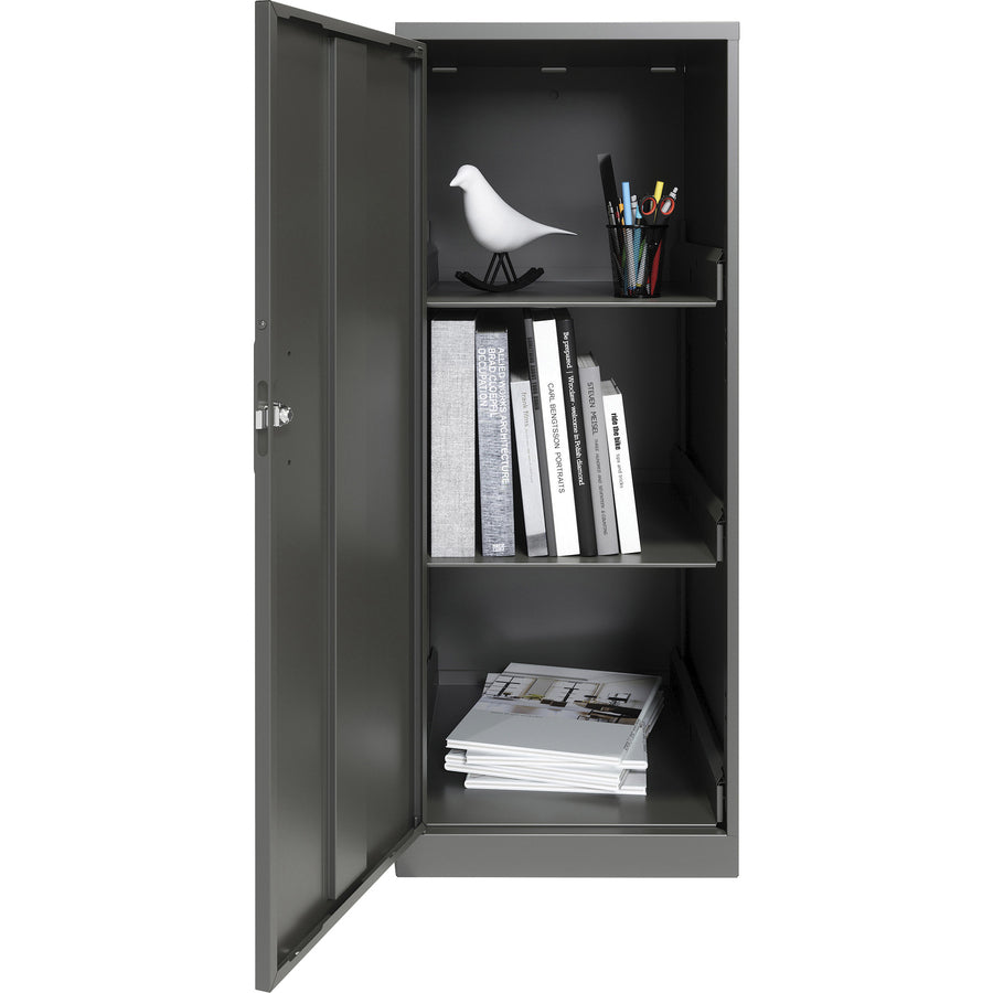 nusparc-personal-storage-cabinet-18-x-142-x-325-3-x-shelfves-hinged-doors-sturdy-durable-welded-eco-friendly-nonporous-surface-locking-mechanism-ventilated-locking-door-graphite-steel-recycled-taa-compliant_nprsc318zzml - 3