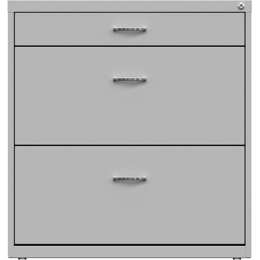 NuSparc Pencil Drawer Lateral File - 30" x 17.6" x 31.7" - 2 x Drawer(s) for File, Pencil - Letter - Lateral - Interlocking, Anti-tip, Ball Bearing Slide, Ball-bearing Suspension, Removable Lock, Durable, Nonporous Surface, Adjustable Leveler - Silve