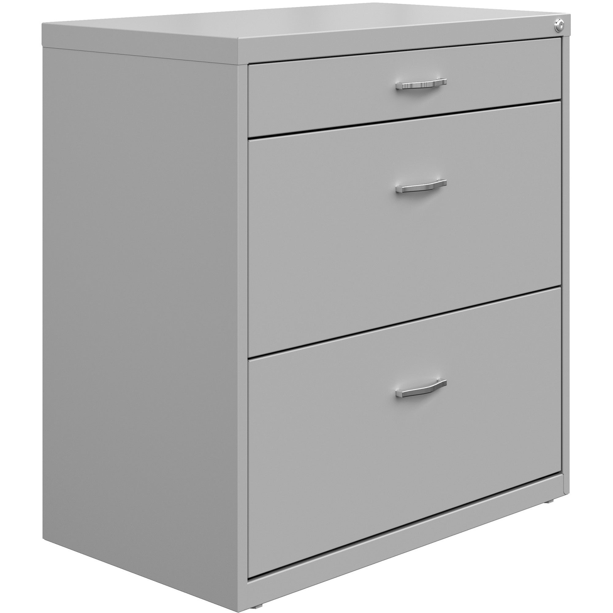 NuSparc Pencil Drawer Lateral File - 30" x 17.6" x 31.7" - 2 x Drawer(s) for File, Pencil - Letter - Lateral - Interlocking, Anti-tip, Ball Bearing Slide, Ball-bearing Suspension, Removable Lock, Durable, Nonporous Surface, Adjustable Leveler - Silve