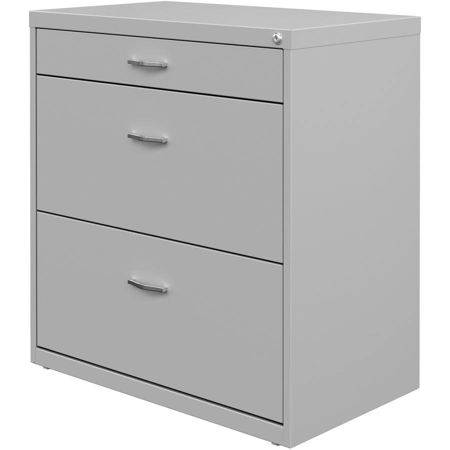 NuSparc Pencil Drawer Lateral File - 30" x 17.6" x 31.7" - 2 x Drawer(s) for File, Pencil - Letter - Lateral - Interlocking, Anti-tip, Ball Bearing Slide, Ball-bearing Suspension, Removable Lock, Durable, Nonporous Surface, Adjustable Leveler - Silve