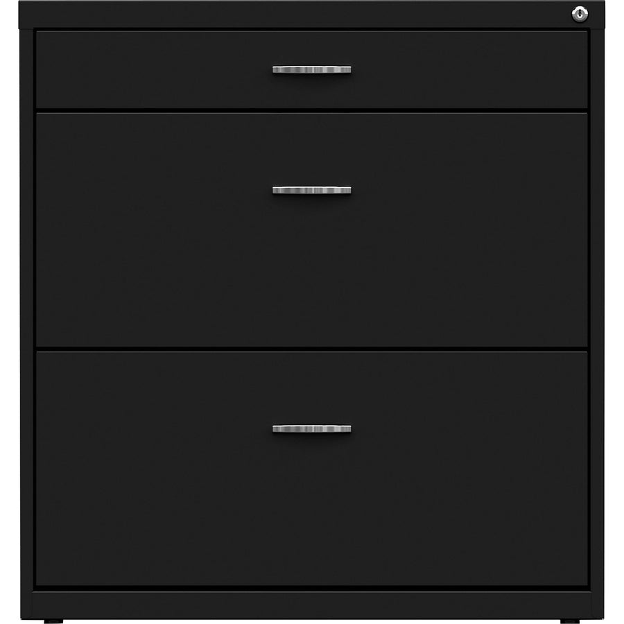 NuSparc Pencil Drawer Lateral File - 30" x 17.6" x 31.7" - 2 x Drawer(s) for File, Pencil - Letter - Lateral - Interlocking, Anti-tip, Ball Bearing Slide, Ball-bearing Suspension, Removable Lock, Durable, Nonporous Surface, Adjustable Leveler - Black