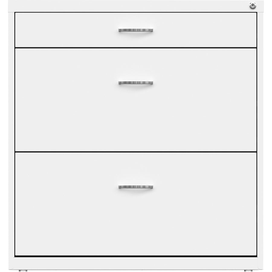 NuSparc Pencil Drawer Lateral File - 30" x 17.6" x 31.7" - 2 x Drawer(s) for File, Pencil - Letter - Lateral - Interlocking, Anti-tip, Ball Bearing Slide, Ball-bearing Suspension, Removable Lock, Durable, Nonporous Surface, Adjustable Leveler - White